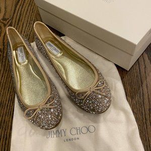 Jimmy Choo Weber Crystal Stud Ballerina Flat, 39.5